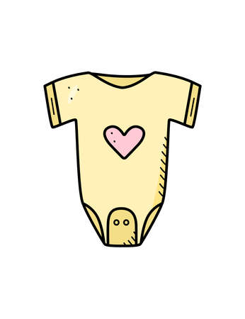 Baby bodysuit cartoon doodle. Vector illustration of newborn baby clothesのイラスト素材