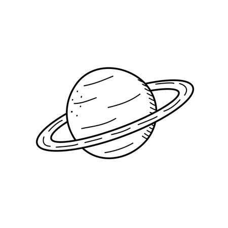 Planet Saturn cartoon vector illustration doodle style isolated on whiteのイラスト素材