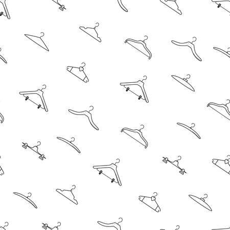 Seamless pattern hangers set badges for clothes and accessories. Vector illustration of hangers wardrobe fitting roomのイラスト素材