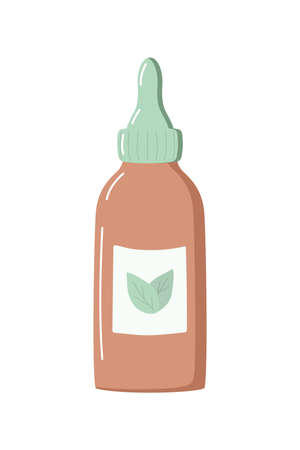 Cosmetic oil in a bottle, massage or sauna oil. vector illustrationのイラスト素材