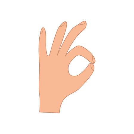 The hand gesture shows the ok, good, delicious food sign. Vector illustration of isolate on whiteのイラスト素材