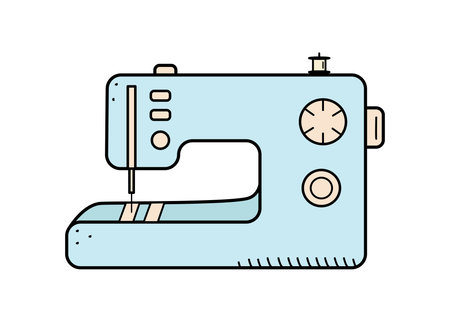 Icon classic sewing machine for homemade. Vector illustration of an electric sewing machine textile...
