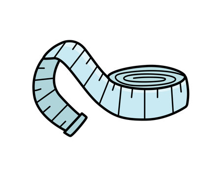 Measuring soft tape or centimeter, diet concept or needlework sewing, vector doodle illustrationのイラスト素材