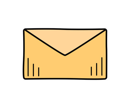 Envelope paper doodle vector illustration. Seal a letter, a closed message on a sheetのイラスト素材