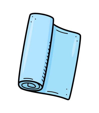 The carpet is twisted sports or hiking. Yoga mat, doodle vector illustrationのイラスト素材