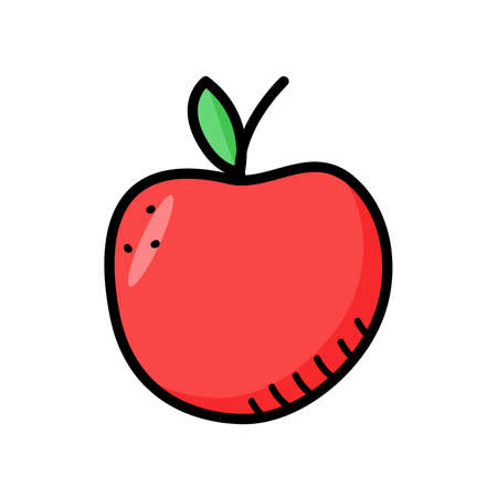 Apple fruit doodle vector illustration of a food productのイラスト素材