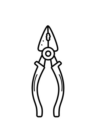 Pliers doodle icon isolate on a white background. Tongs construction cartoon style illustration.のイラスト素材