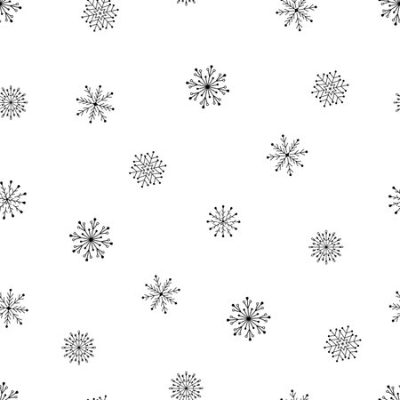Seamless Pattern Snowflakes patterned beautiful icons set. The concept of winter snow, Christmas and new year.のイラスト素材