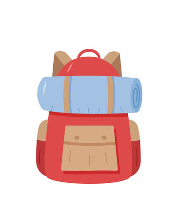 Hiking backpack for hiking and camping. Backpack icon satchel vector doodle illustration.のイラスト素材