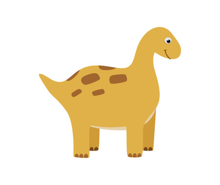 Cartoon funny dinosaur. Vector illustration of cute dinosaur character. isolated on white.のイラスト素材