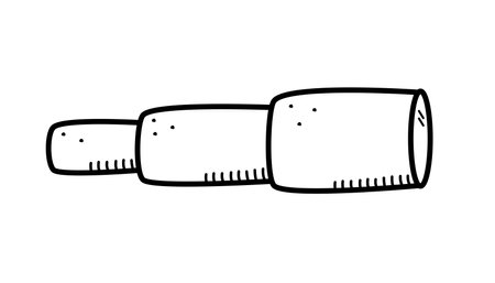 Spyglass doodle icon. Vector illustration of a vintage ship telescope. Single isolated on a white background.のイラスト素材