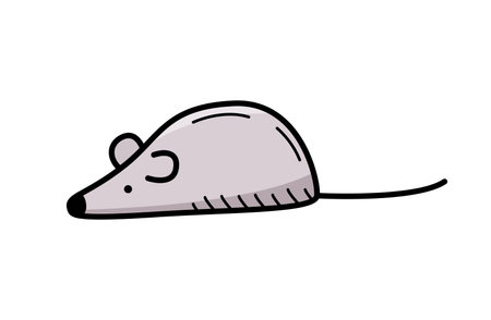 Mouse icon doodle. Vector illustration of a mouse or a toy for a cat. Isolate on white.のイラスト素材