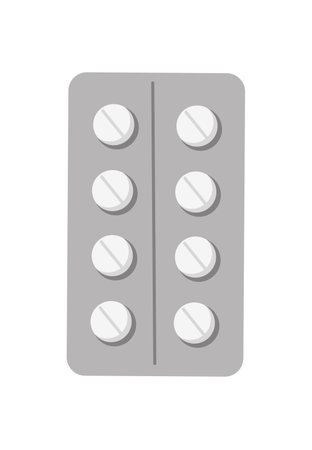 Set in a blister pills cartoon. Vector illustration of medicine preparations isolated on white.のイラスト素材