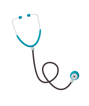 Stethoscope cartoon icon isolated on white. Vector illustration medical instrument.のイラスト素材