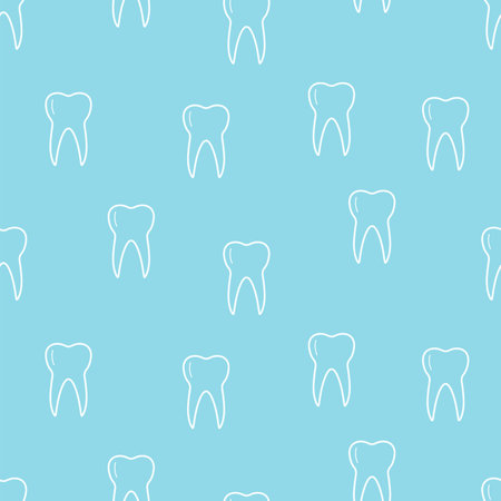 Seamless tooth icon pattern. Vector illustration of a medical background for dentistry.のイラスト素材