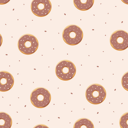 Seamless pattern of donut sets. Vector illustration of sweet, dessert baking background.のイラスト素材