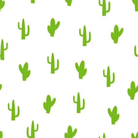 Seamless pattern with succulent cactus. Vector illustration with desert plant background wallpaper.のイラスト素材