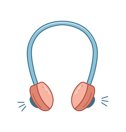 Wireless headphones cartoon icon. Vector illustration of a musical device. Isolate on white.のイラスト素材