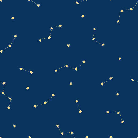 Vector seamless pattern with constellations and stars. Astronomical background