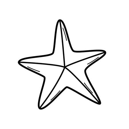 Starfish Icon, single isolated on a white background. Vector illustration wildlife of the underwater world doodle sketch.のイラスト素材