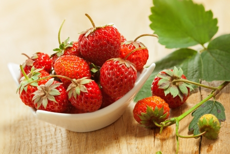 Strawberry on a table, studio shotの写真素材