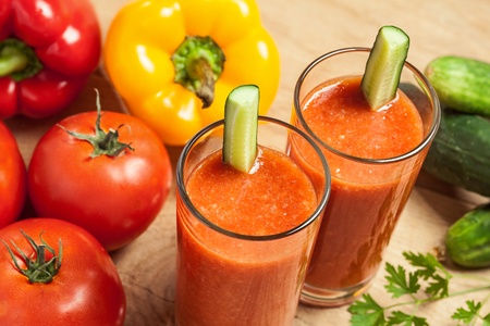 Healthy drink, vegetable juice, studio shotの写真素材