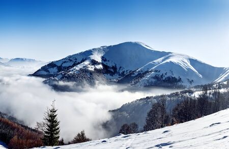 Mountain peak, winter landscapeの写真素材