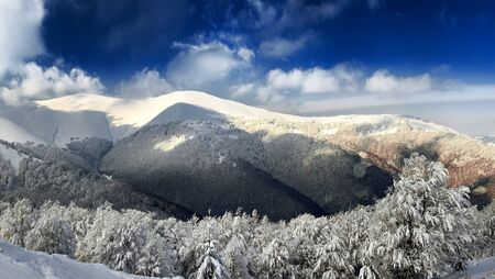 Mountain peak, winter landscapeの写真素材
