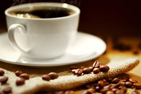 Coffee cup and beansの写真素材
