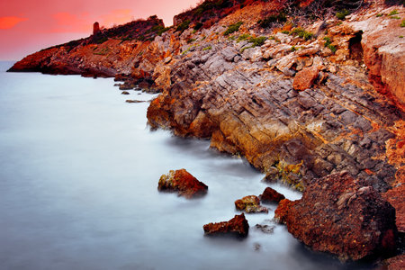 Sea stony shoreの写真素材