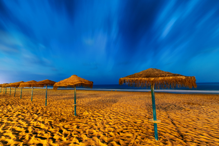 Empty beach in eveningの写真素材