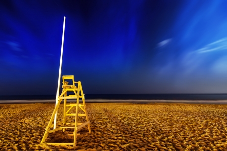 Empty beach in evening, long exposureの写真素材
