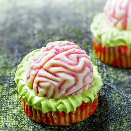 Halloween brain cakes, dessertの写真素材