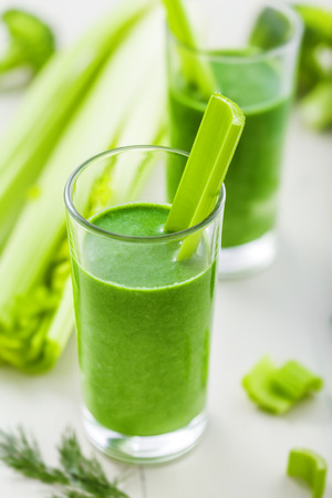 Celery and broccoli mix smoothie, healthy food, vegetable juiceの写真素材