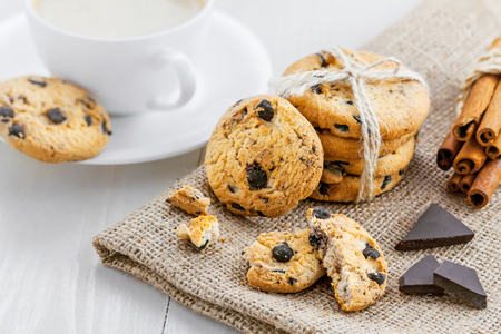 Chip cookies with chocolate.の写真素材