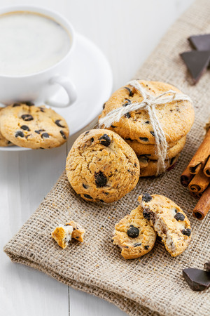 Cookies with chocolate for dessert.の写真素材