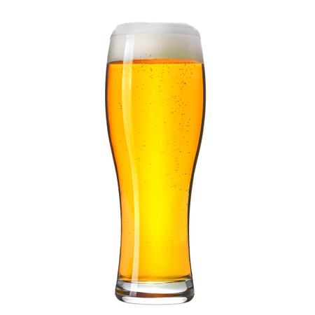 Pint of craft lager beer isolated on white background.の写真素材