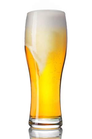 beer in glass isolated on white background.の写真素材