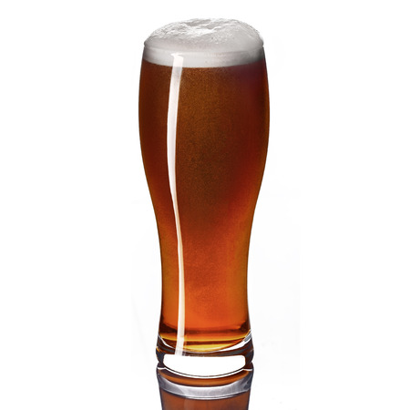 Classic draft pale ale beer in a weizen glass isolated on white background.の写真素材