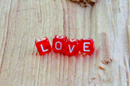 Love sign on the wooden 