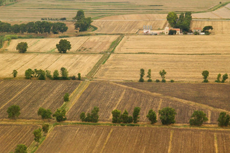 Photo shows Italian landscape taken from the plane.