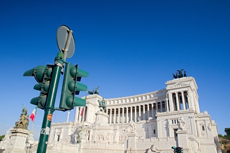 Photo shows Rome cityscape with houses and roofs.の写真素材