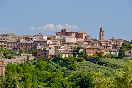 Photo shows a general view of the Tuscany city of Siena.の写真素材