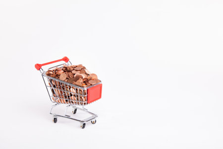 eurocents in a shopping cart