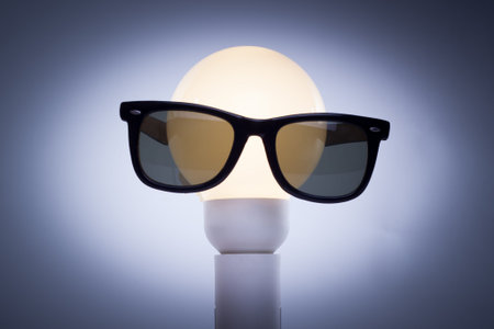 a lightning Bulb with sunglasses on 