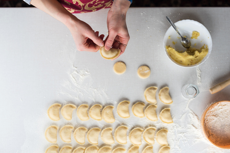 The process of making dumplings home. Set. Ukraine.の写真素材