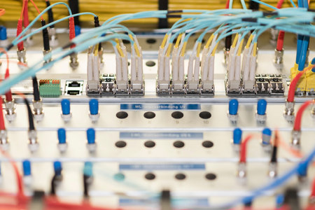 High-speed networking equipment, close-up