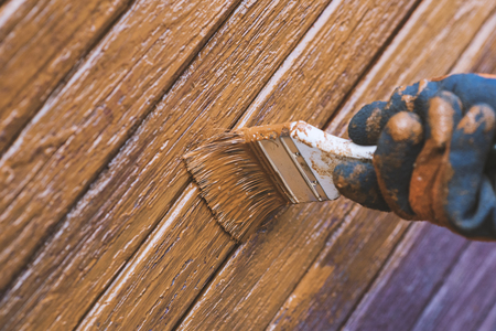 Painting wooden door, updates appearance. Preparing for the holidays. Ukraineの写真素材