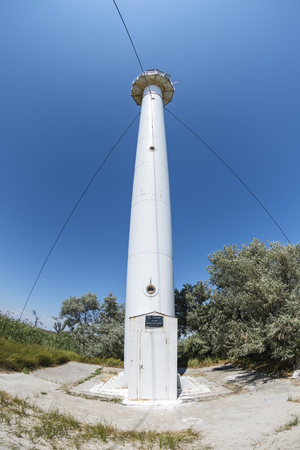 Dzharylhach island, Ukraine - June 27, 2017: The new lighthouse on the shore of the Black Seaのeditorial素材