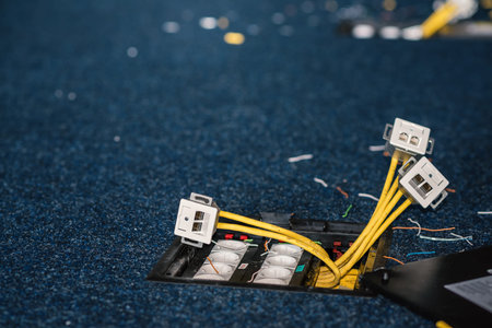 Electric sockets and sockets for network connectors, installation process, office style
